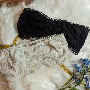 Aerie Lace Overlay Bandeau Strapless Bralette Bundle